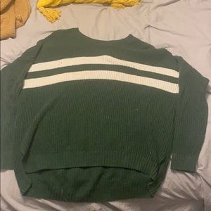 Green striped cropped sweater